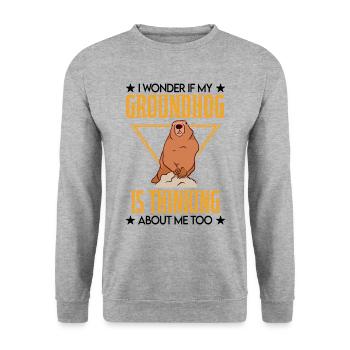 Marmot Gift Groundhog Day Marmot - Unisex Sweatshirt - salt & pepper - Front - Alina (178cm) & Michal (187cm)