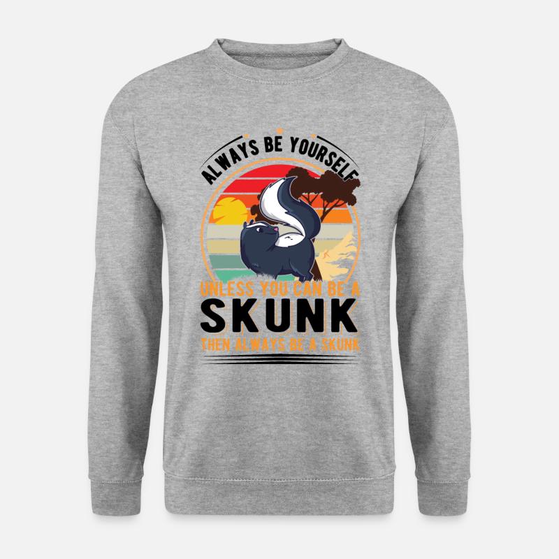 Stinktier Geschenk Skunk - Unisex Pullover - Weißgrau meliert