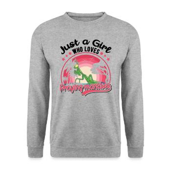 Praying Mantis Mantis Mantis Mantis Fangschrecke - Unisex Sweatshirt - salt & pepper - Front - Alina (178cm) & Michal (187cm)