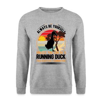 Indien Running Gift Runner Canard - Sweat-shirt Unisexe - gris chiné - Devant - Alina (178cm) & Michal (187cm)