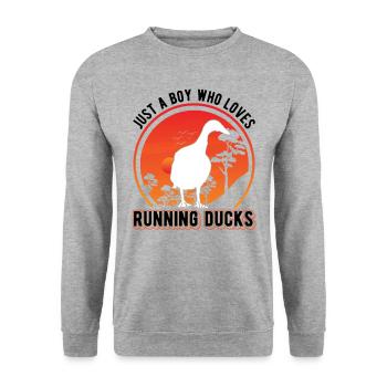 Indien Running Young Bottle Duck - Sweat-shirt Unisexe - gris chiné - Devant - Alina (178cm) & Michal (187cm)