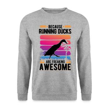 Indian Running Gift Runner Duck - Unisex Sweatshirt - salt & pepper - Front - Alina (178cm) & Michal (187cm)