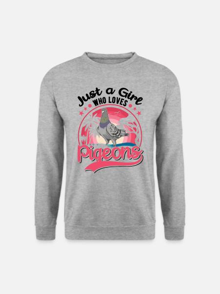 Taube Mädchen Taubenzüchter - Unisex Pullover - Weißgrau meliert
