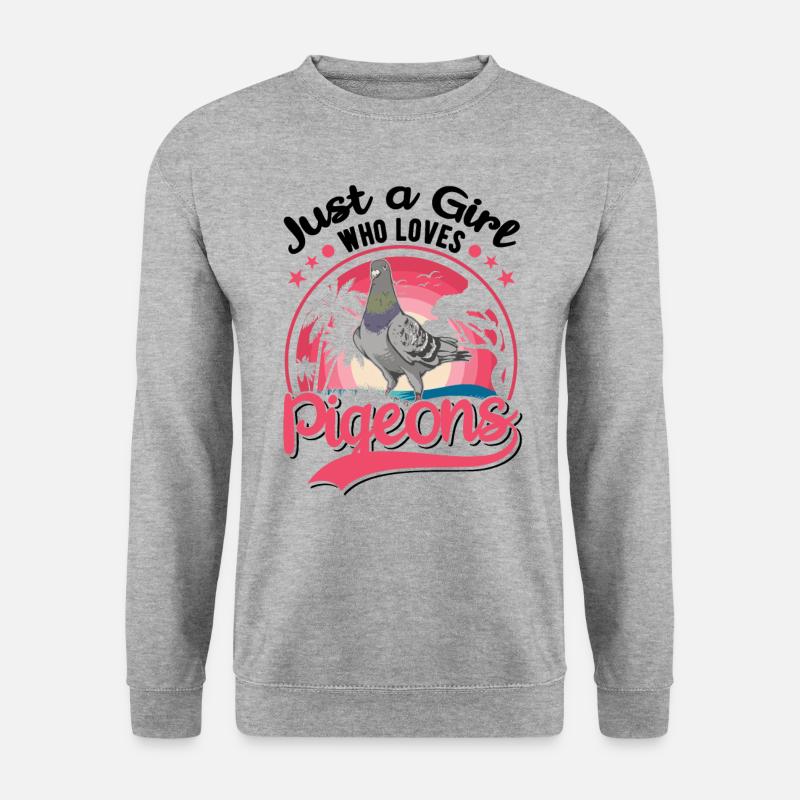 Taube Mädchen Taubenzüchter - Unisex Pullover - Weißgrau meliert