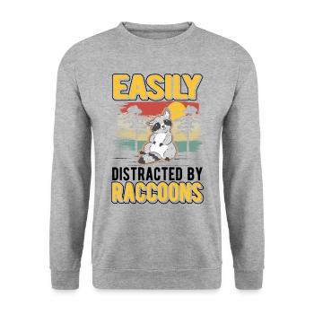 Facilement distrait par Raccoons Raccoons Raccoons Raccoon - Sweat-shirt Unisexe - gris chiné - Devant - Alina (178cm) & Michal (187cm)