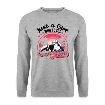 Komodowaran Junge Komodo Dragon Waran - Unisex Pullover - Weißgrau meliert - Vorne - Alina (178cm) & Michal (187cm)