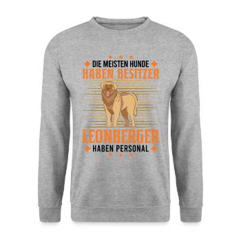 Leonberger Personal - Unisex Pullover - Weißgrau meliert - Vorne - Alina (178cm) & Michal (187cm)