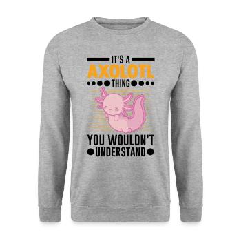 Axolotl Gift Tail Lurch - Unisex Sweatshirt - salt & pepper - Front - Alina (178cm) & Michal (187cm)