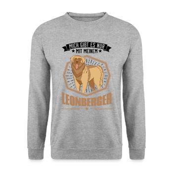 Mich gibt es nur mit meinem Leonberger - Unisex Pullover - Weißgrau meliert - Vorne - Alina (178cm) & Michal (187cm)