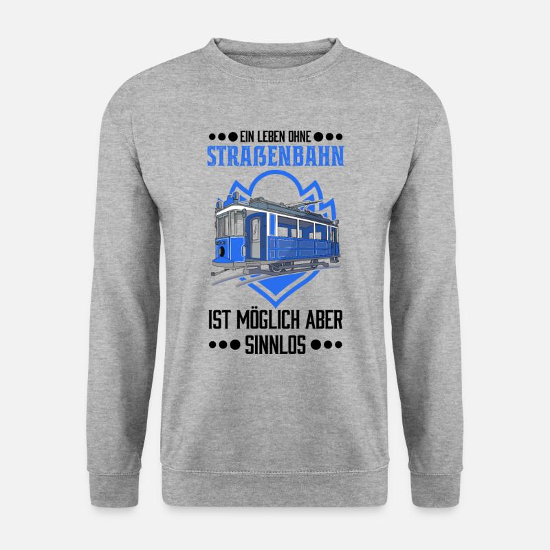 Straßenbahn Geschenk Straßenbahnfahrer Tram S-Bahn - Unisex Pullover - Weißgrau meliert