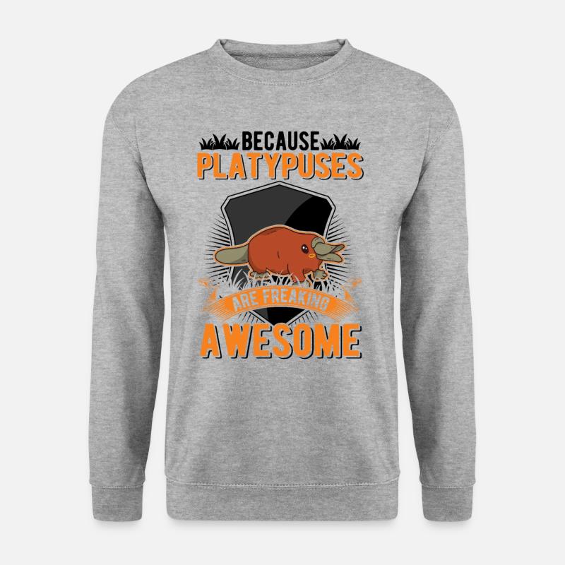 Schnabeltier Geschenk Platypus - Unisex Pullover - Weißgrau meliert
