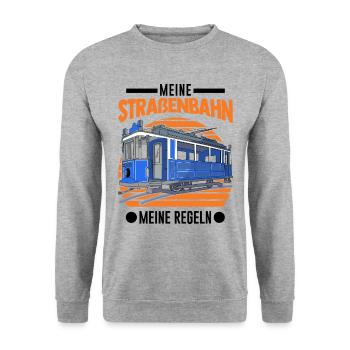 Meine Straßenbahn Meine Regeln Tram S-Bahn - Unisex Pullover - Weißgrau meliert - Vorne - Alina (178cm) & Michal (187cm)