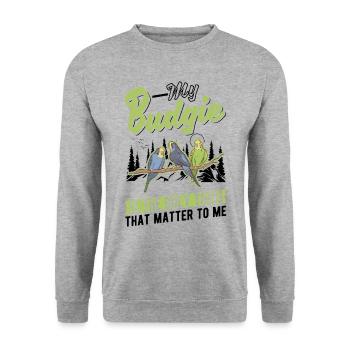 Perruche Budgerigar Welli - Sweat-shirt Unisexe - gris chiné - Devant - Alina (178cm) & Michal (187cm)