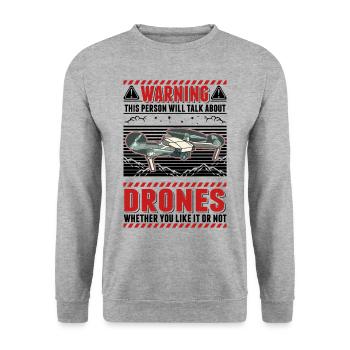 Drohne Drohnenpilot Quadrocopter - Unisex Pullover - Weißgrau meliert - Vorne - Alina (178cm) & Michal (187cm)