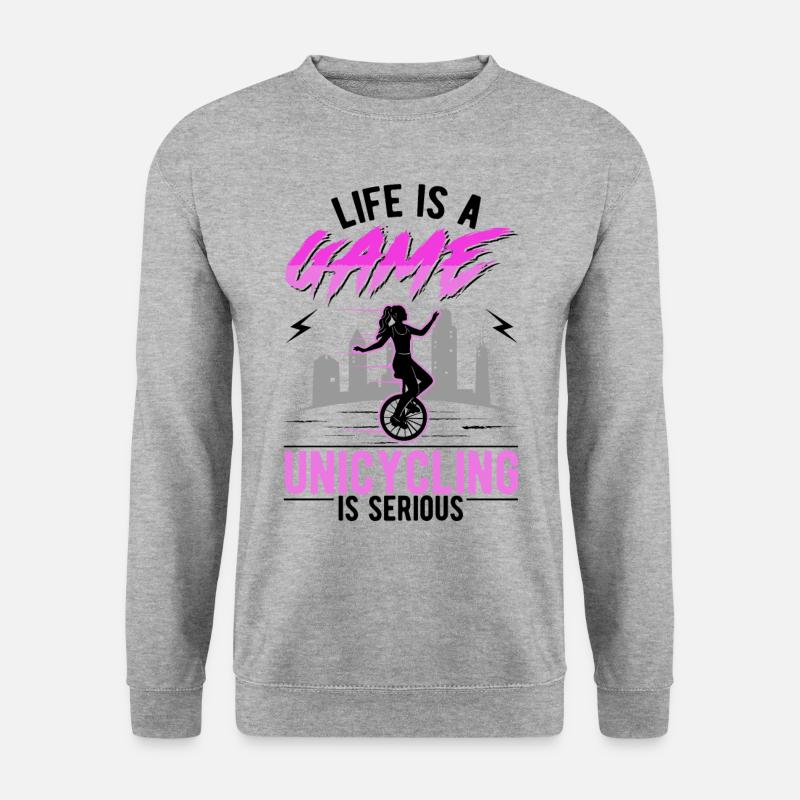 Einradfahrerin Geschenk Einrad Mädchen - Unisex Pullover - Weißgrau meliert
