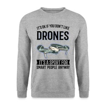 Drone Pilot Gift Drone Quadcopter - Unisex Sweatshirt - salt & pepper - Front - Alina (178cm) & Michal (187cm)