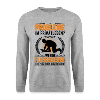 Fliesenleger Privatleben Mosaikleger Fliesen Legen - Unisex Pullover - Weißgrau meliert - Vorne - Alina (178cm) & Michal (187cm)