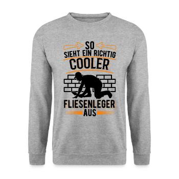 So sieht ein richtig cooler Fliesenleger aus - Unisex Pullover - Weißgrau meliert - Vorne - Alina (178cm) & Michal (187cm)