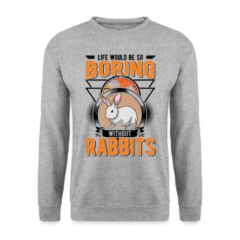 Rabbit Gift Rabbit Rabbit - Unisex Sweatshirt - salt & pepper - Front - Alina (178cm) & Michal (187cm)