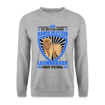 Leonberger Personal - Unisex Pullover - Weißgrau meliert - Vorne - Alina (178cm) & Michal (187cm)