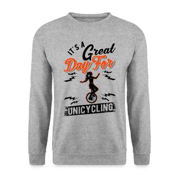 Bonne journée pour les filles monocycles monocycle - Sweat-shirt Unisexe - gris chiné - Devant - Alina (178cm) & Michal (187cm)
