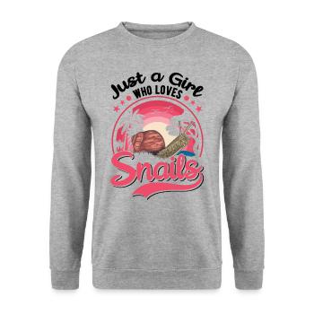 Schnecken Mädchen Snail Girl - Unisex Sweatshirt - salt & pepper - Front - Alina (178cm) & Michal (187cm)