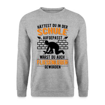 Fliesenleger Spruch Fliesen Legen - Unisex Pullover - Weißgrau meliert - Vorne - Alina (178cm) & Michal (187cm)