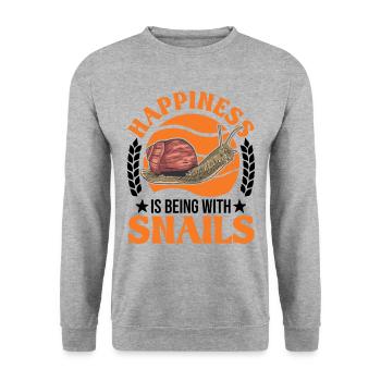Le bonheur, c’est d’être avec Snails Snail - Sweat-shirt Unisexe - gris chiné - Devant - Alina (178cm) & Michal (187cm)