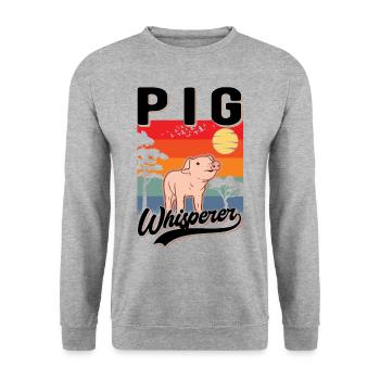 Schweineflüsterer Schweine Pig Whisperer - Unisex Pullover - Weißgrau meliert - Vorne - Alina (178cm) & Michal (187cm)