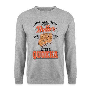 Life is better with a Quokka short-tailed kangaroo - Unisex Sweatshirt - salt & pepper - Front - Alina (178cm) & Michal (187cm)