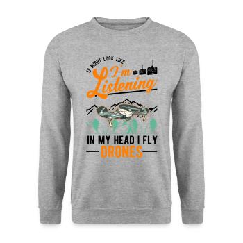 Drone Pilote Cadeau Drone Quadcopter - Sweat-shirt Unisexe - gris chiné - Devant - Alina (178cm) & Michal (187cm)