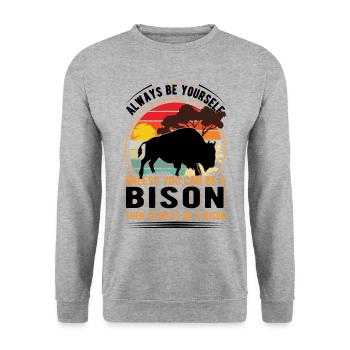 Soyez toujours vous-même Bison Buffalo Büffel - Sweat-shirt Unisexe - gris chiné - Devant - Alina (178cm) & Michal (187cm)