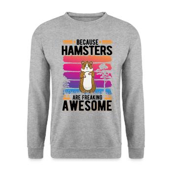 Hamster Gift Golden Hamster Dwarf Hamster - Unisex Sweatshirt - salt & pepper - Front - Alina (178cm) & Michal (187cm)