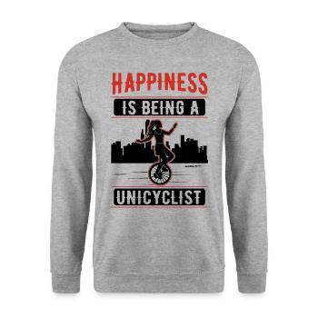 Happiness is being a Unicyclist Unicycle Gift - Unisex Sweatshirt - salt & pepper - Front - Alina (178cm) & Michal (187cm)