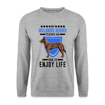Hollandse Herder Hollandse Herderdshond - Unisex Pullover - Weißgrau meliert - Vorne - Alina (178cm) & Michal (187cm)