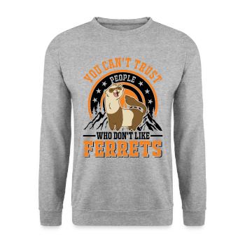 Ferret Lover Ferret Cadeau - Sweat-shirt Unisexe - gris chiné - Devant - Alina (178cm) & Michal (187cm)