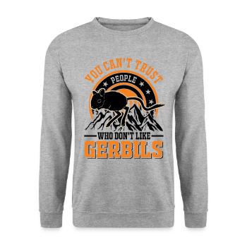 Gerbil Gift Racing Rat Germesau - Unisex Sweatshirt - salt & pepper - Front - Alina (178cm) & Michal (187cm)