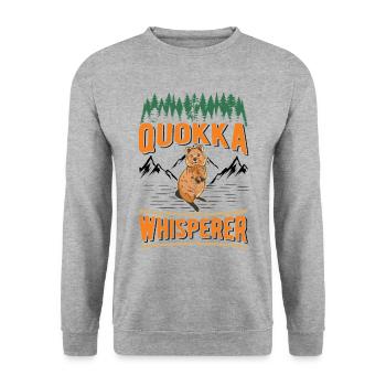 Quokka Whisperer Kangourou à queue courte - Sweat-shirt Unisexe - gris chiné - Devant - Alina (178cm) & Michal (187cm)
