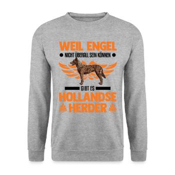 Hollandse Herder Engel Hollandse Herderdshond - Unisex Pullover - Weißgrau meliert - Vorne - Alina (178cm) & Michal (187cm)