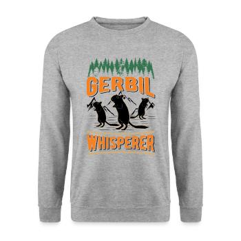 Gerbil Whisperer Racing Rat Gift Gerbil - Unisex Sweatshirt - salt & pepper - Front - Alina (178cm) & Michal (187cm)