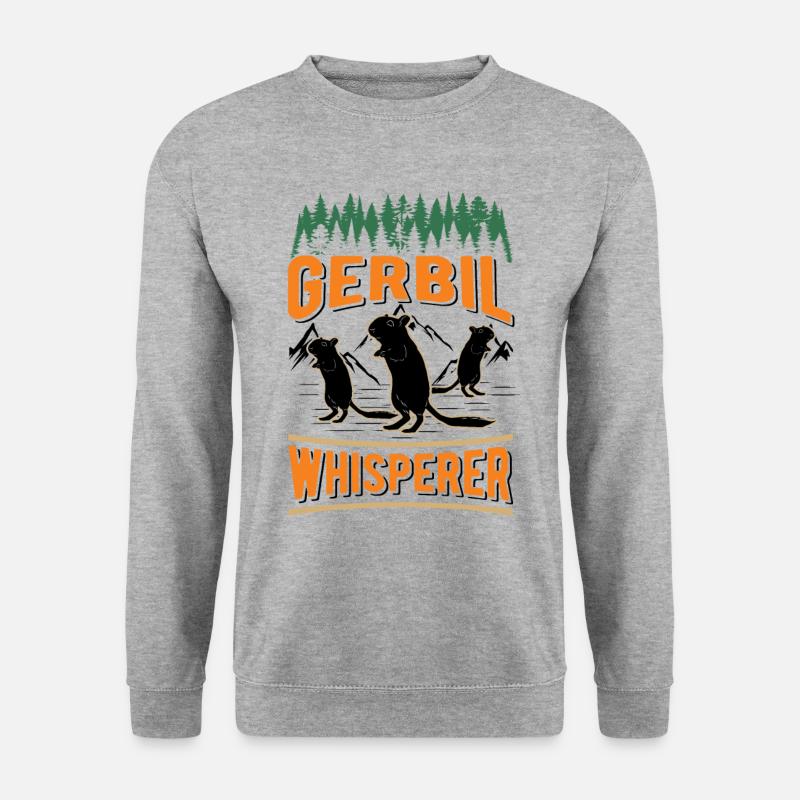 Gerbil Flüsterer Rennratte Geschenk Rennmaus - Unisex Pullover - Weißgrau meliert