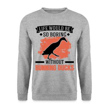 Indian Running Gift Running Duck - Unisex Sweatshirt - salt & pepper - Front - Alina (178cm) & Michal (187cm)