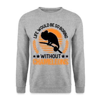 Chameleon Gift Chameleon - Unisex Sweatshirt - salt & pepper - Front - Alina (178cm) & Michal (187cm)