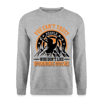 Indian Running Gift Running Duck - Unisex Sweatshirt - salt & pepper - Front - Alina (178cm) & Michal (187cm)