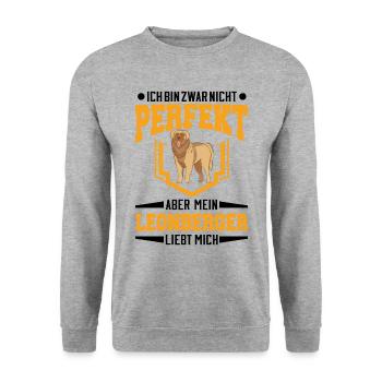 Leonberger Geschenk - Unisex Pullover - Weißgrau meliert - Vorne - Alina (178cm) & Michal (187cm)