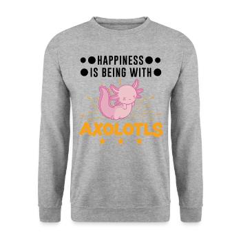 Happiness is being with Axolotls Tail Lurch - Unisex Sweatshirt - salt & pepper - Front - Alina (178cm) & Michal (187cm)