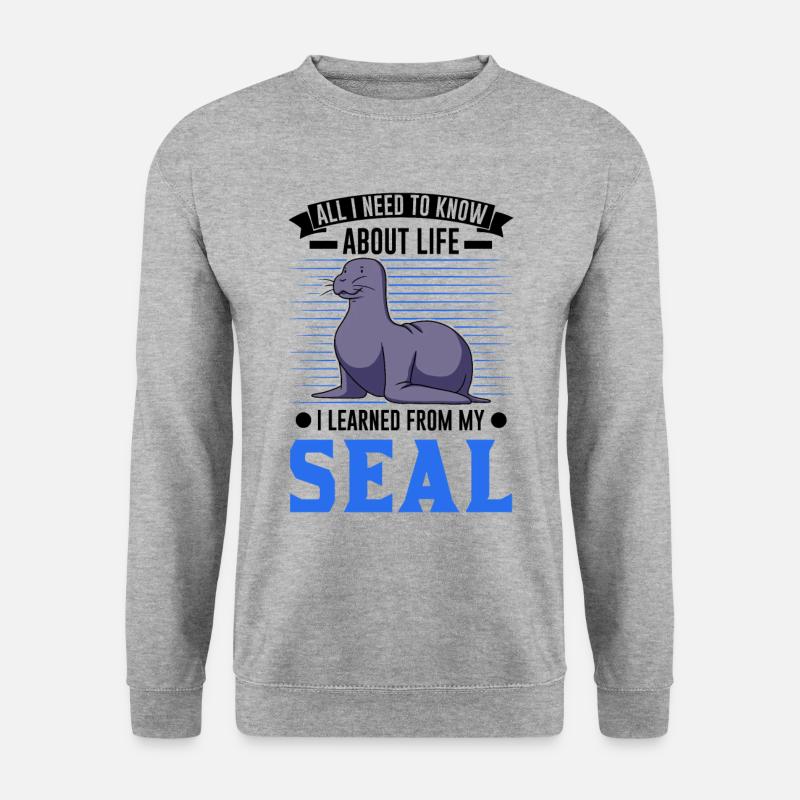 Robbe Geschenk Seal Seelöwe - Unisex Pullover - Weißgrau meliert