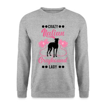 Italian Greyhound lady Italienischer Windhund - Unisex Sweatshirt - salt & pepper - Front - Alina (178cm) & Michal (187cm)
