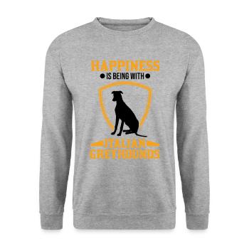 Lévrier italien Carillon éolien italien - Sweat-shirt Unisexe - gris chiné - Devant - Alina (178cm) & Michal (187cm)