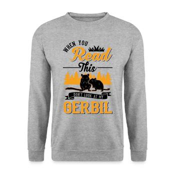Gerbil Gift Racing Rat Germesau - Unisex Sweatshirt - salt & pepper - Front - Alina (178cm) & Michal (187cm)